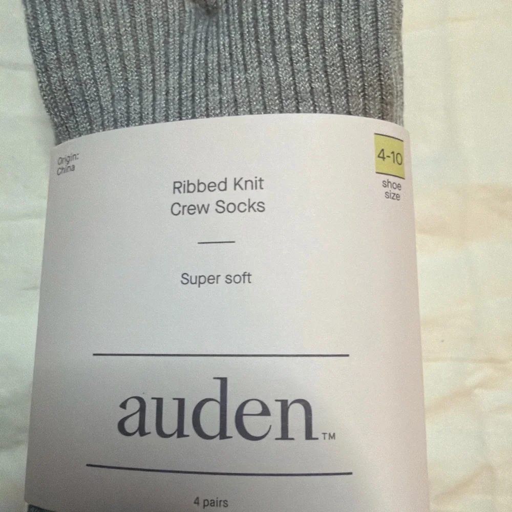 Women's Auden Ribbed Knit Super Soft Crew Socks, 4 Pack; Shoe Sizes 4-10